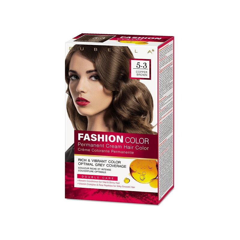 5.3 RUBELLA FASHION COLOR Dlho trvajúca Farba na vlasy MEDENO HNEDÁ 505015ml