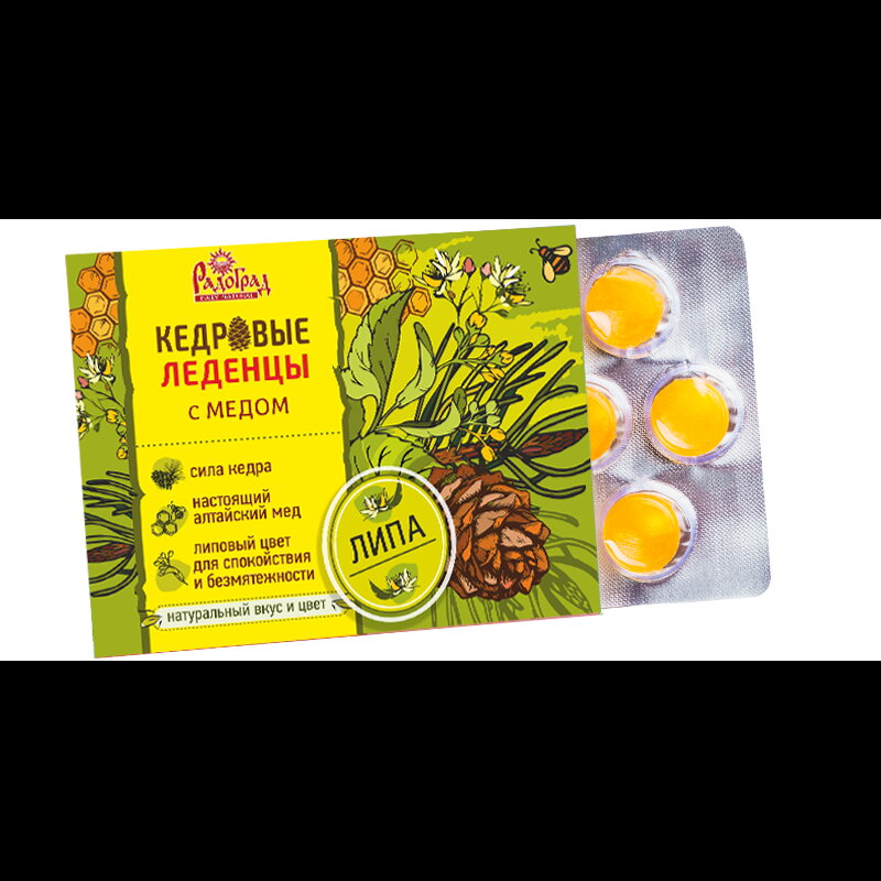 Radograd cukríky na hrdlo s cédrovou živicou, cédrovým olejom, lipou a medom 6 ks x 3,2g d.s:03.26