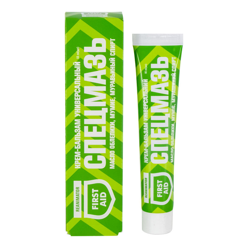 SPETSMAZ - unverzálny KRÉMOVÝ BALZAM prvej pomoci rakytníkový, kokosový, eukaliptový a jedľový olej, kys. mravčia, múmio 44 ML