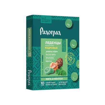 Radograd cukríky na hrdlo s mätou, mentolom, cédrovou živicou a propolisom 10 ks x 3,2g